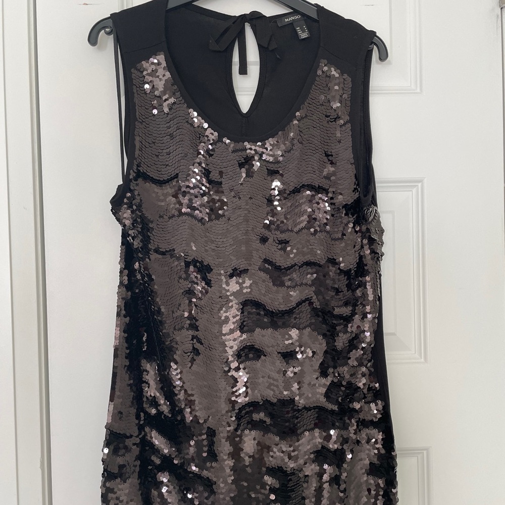 MANGO Black Sequin Top